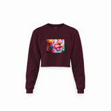 Lips Crop Sweatshirt — Bordo — Ön