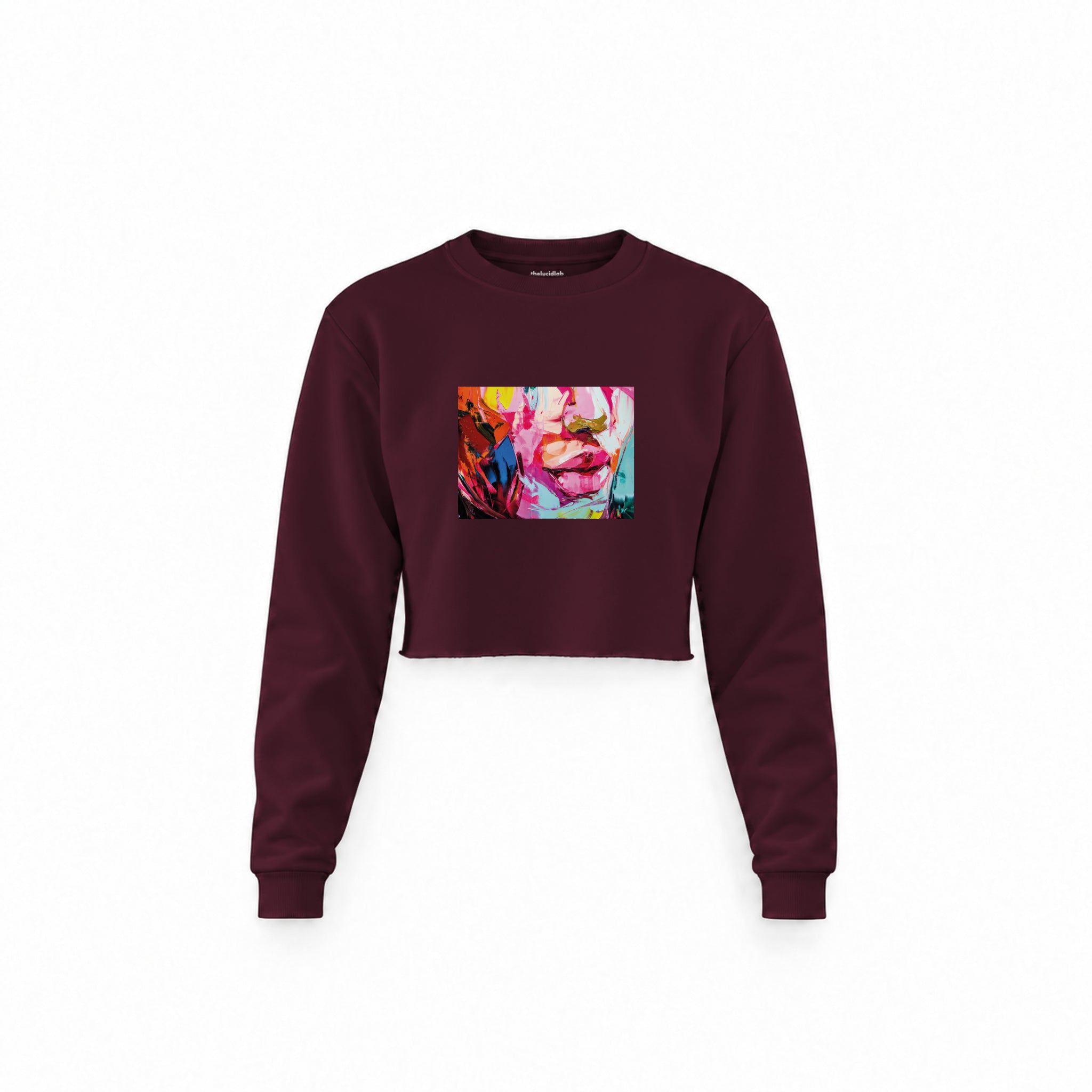 Lips Crop Sweatshirt — Bordo — Ön