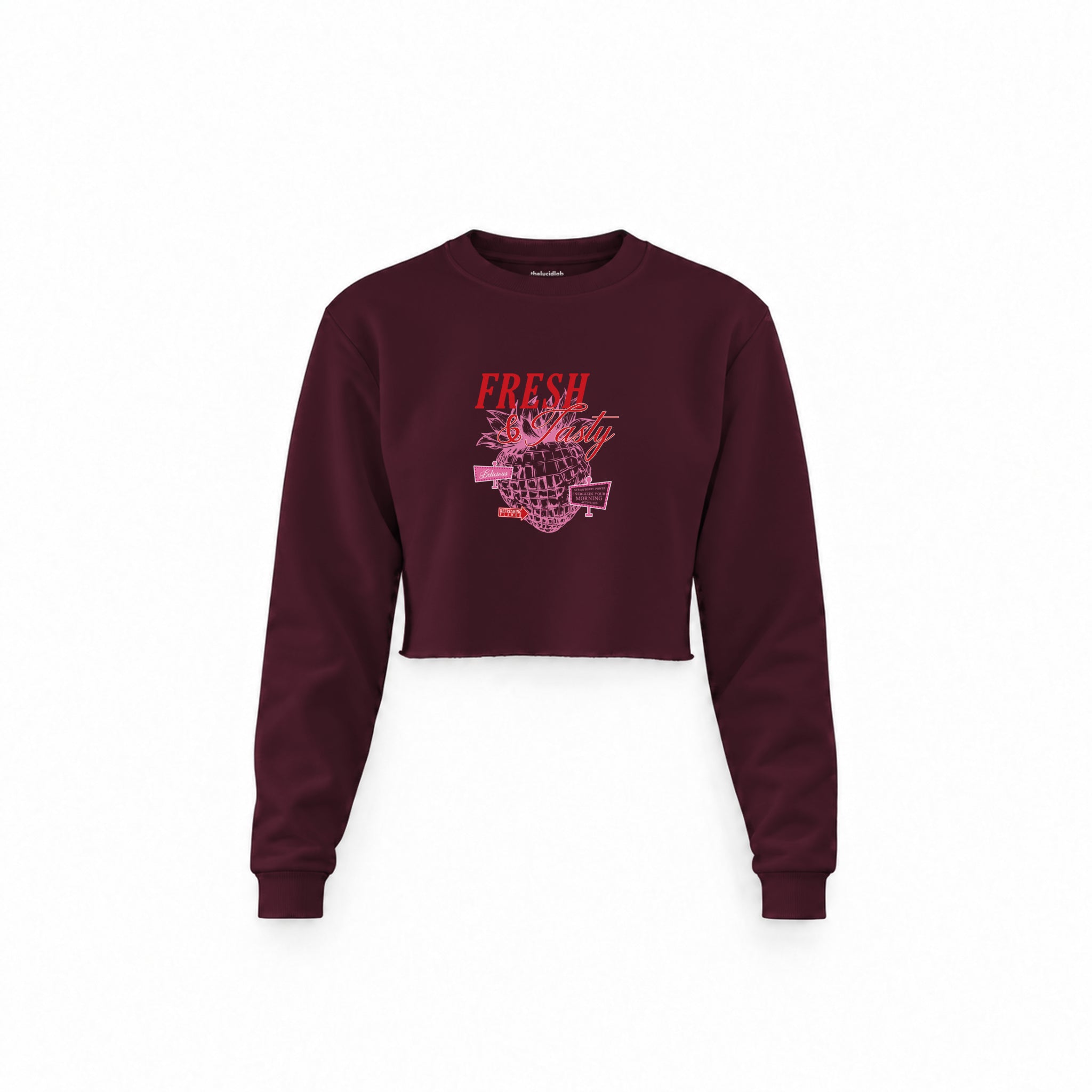 Fresh & Tasty Crop Sweatshirt — Bordo — Ön