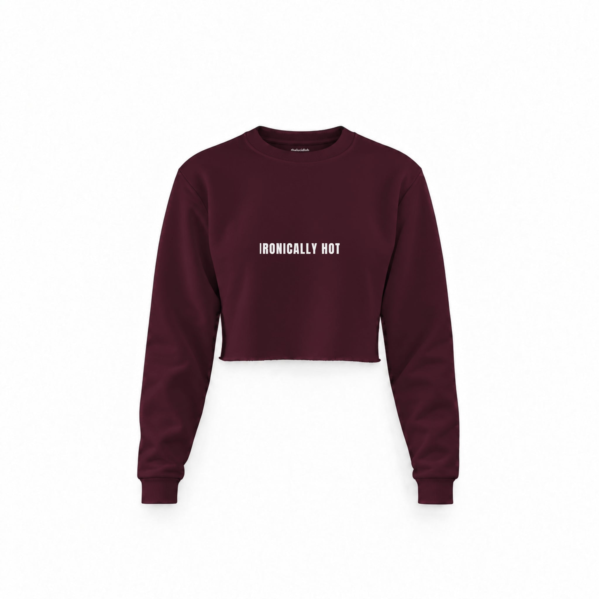 Ironically Hot Crop Sweatshirt — Bordo — Ön