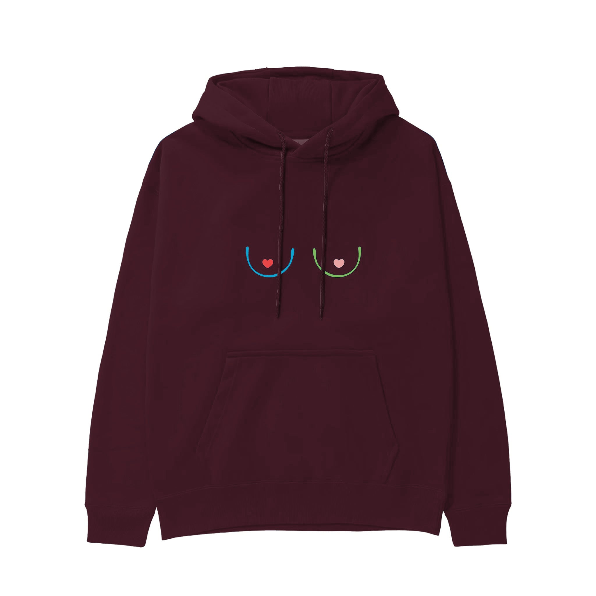 Boobs & Hearts Hoodie — Bordo — Görsel 1