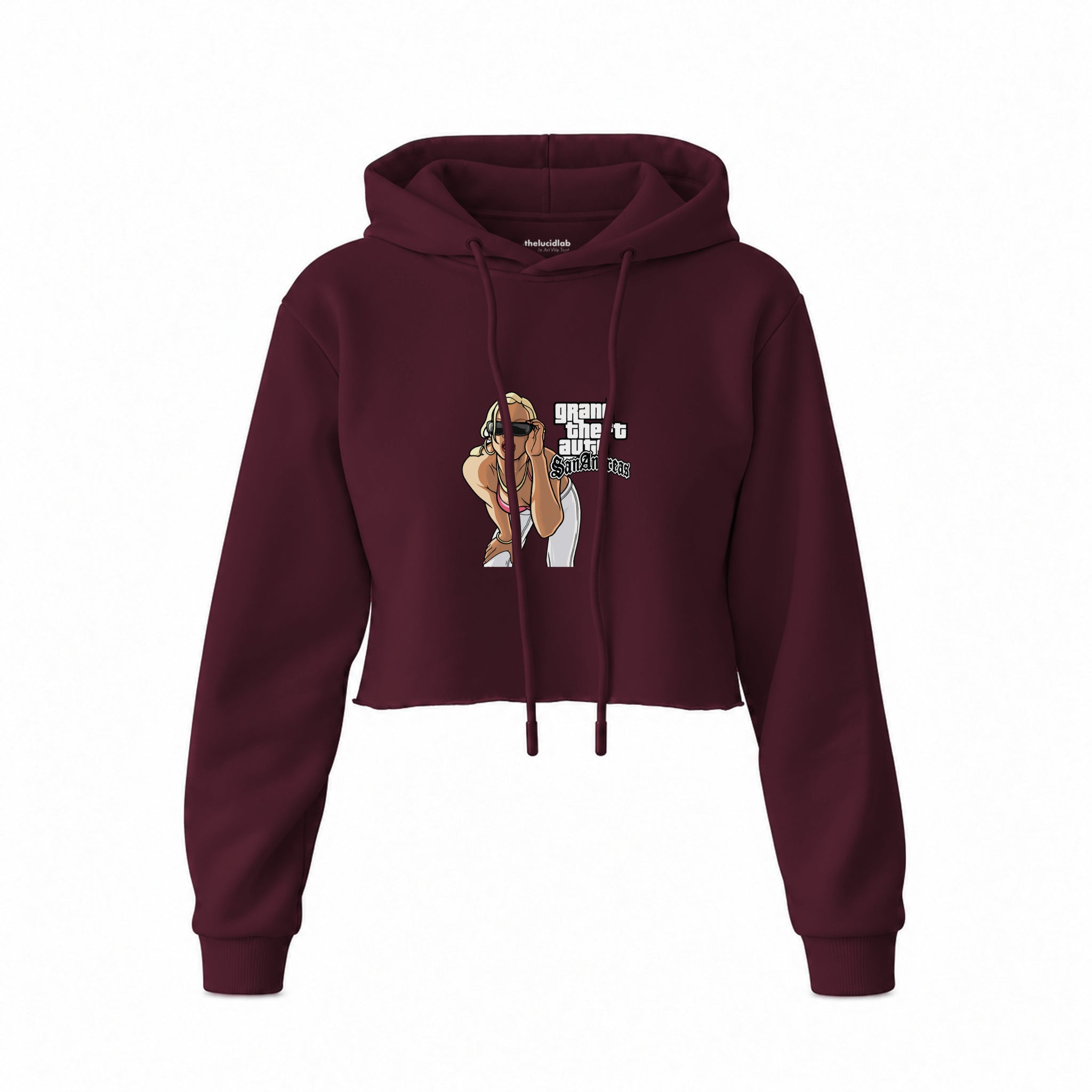 GTA San Andreas Crop Hoodie — Bordo — Ön