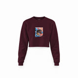 Basquiat Skull (1981) Crop Sweatshirt — Bordo — Ön