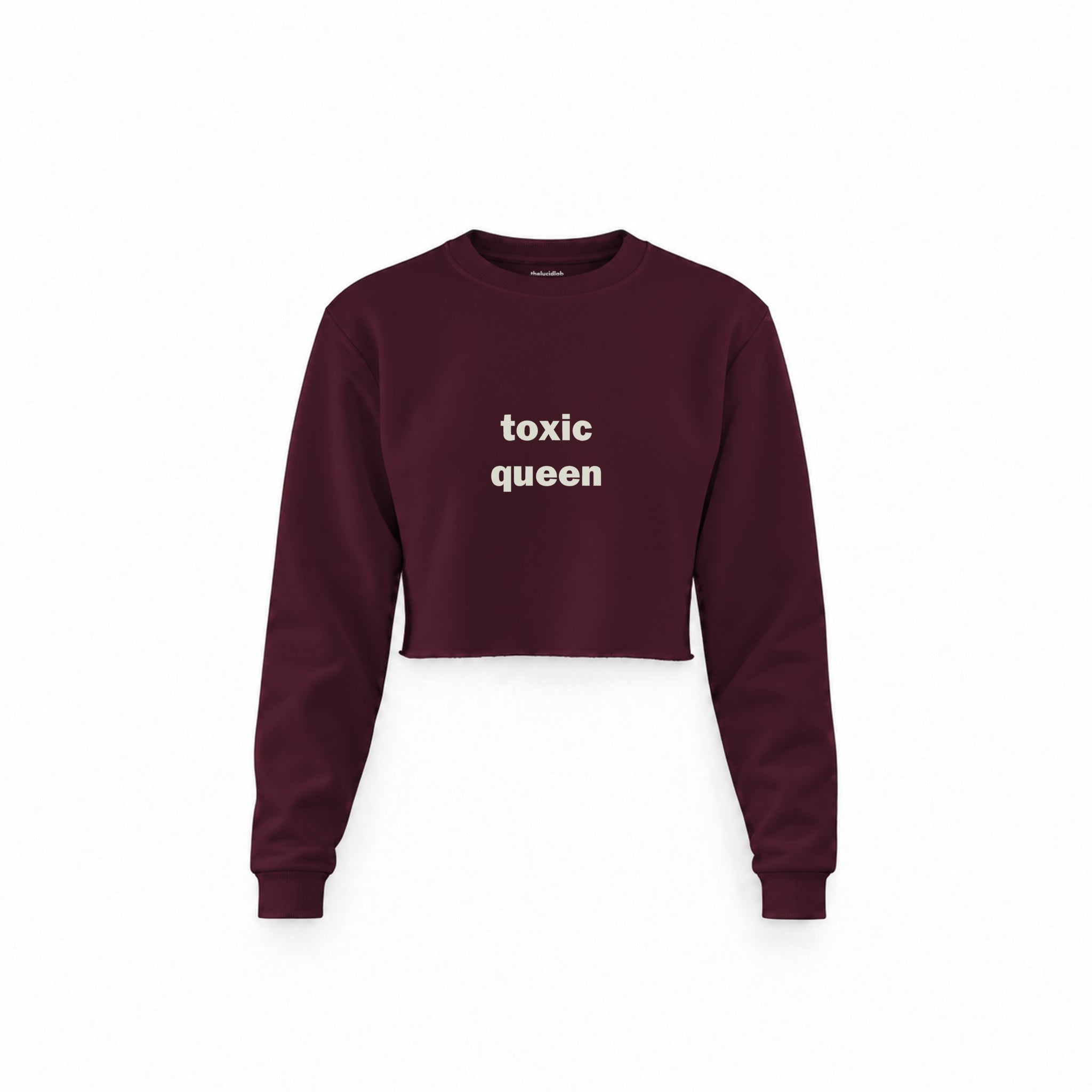 Toxic Queen Crop Sweatshirt — Bordo — Ön