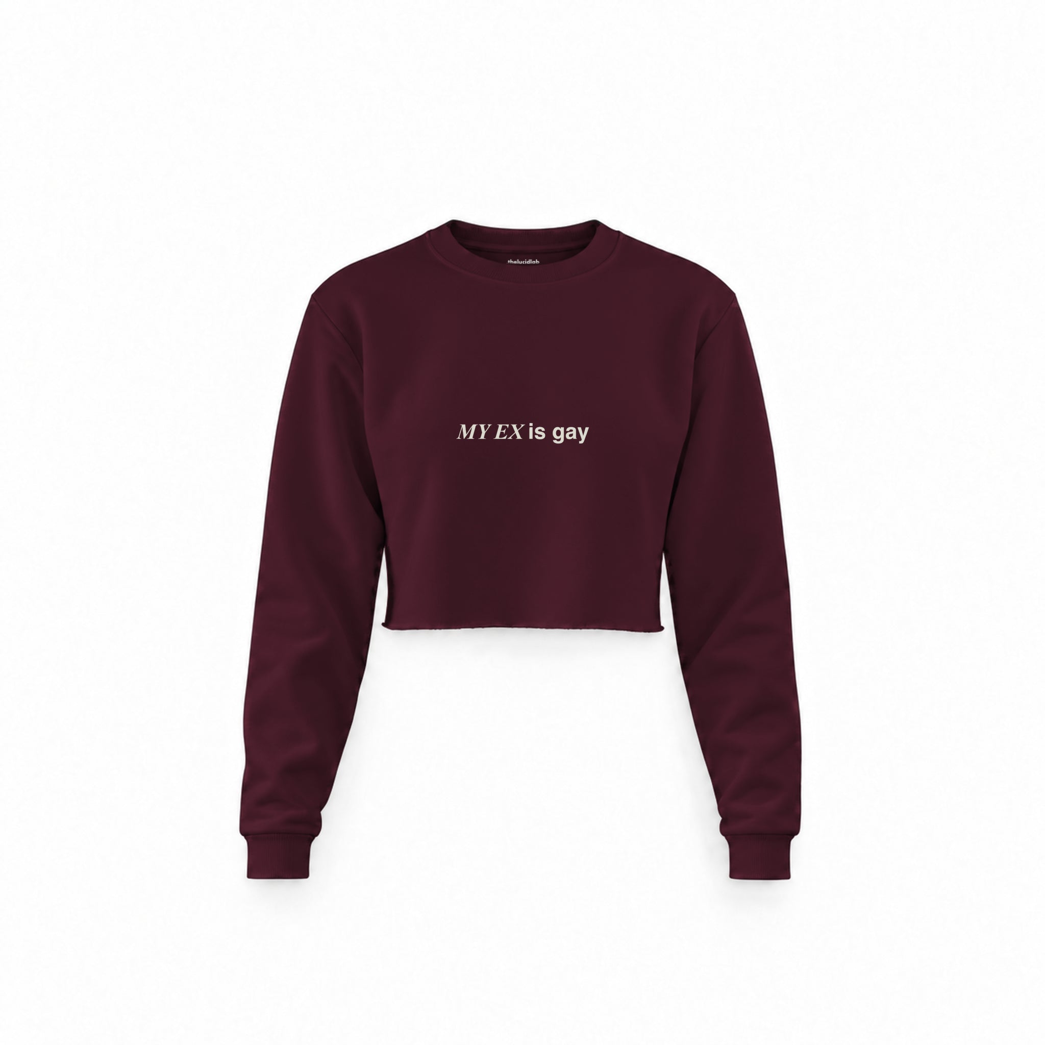 My Ex Is Gay Crop Sweatshirt — Bordo — Ön