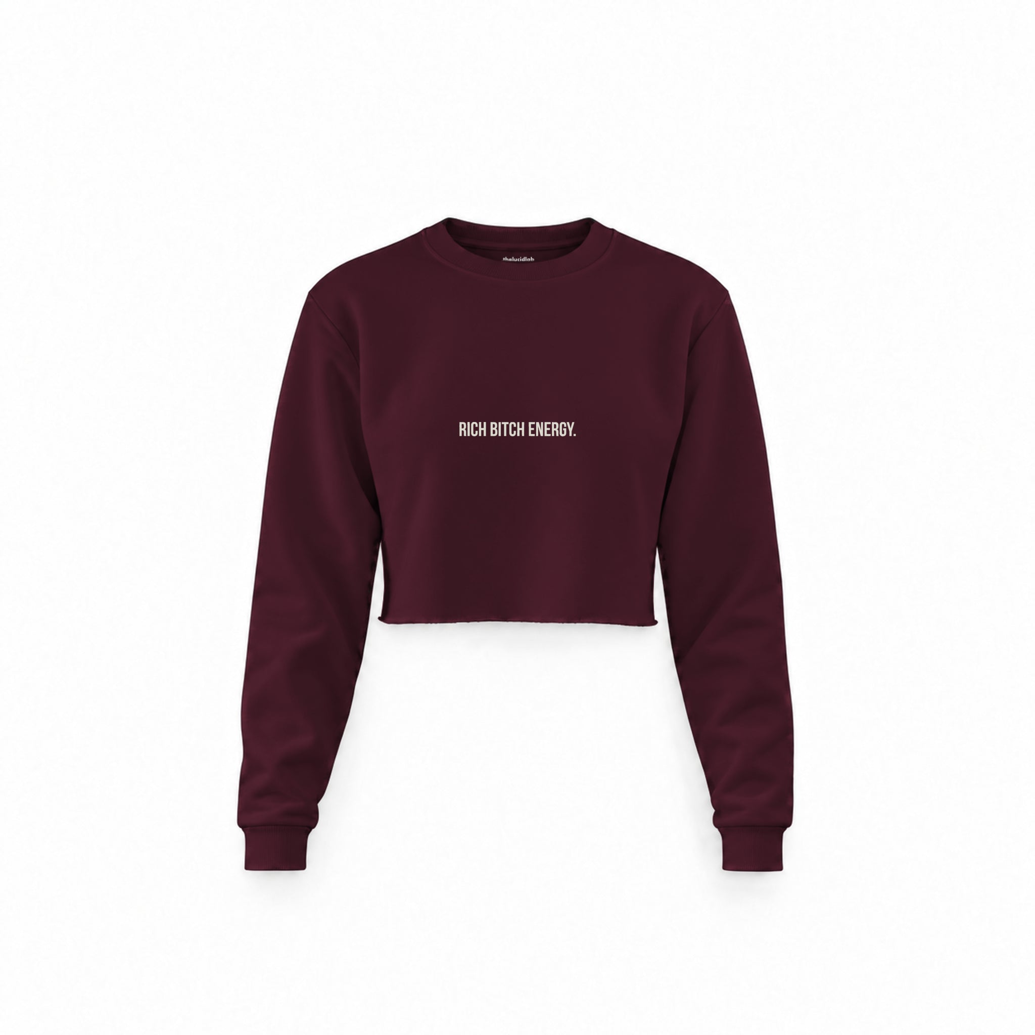 Rich Bitch Energy Crop Sweatshirt — Bordo — Ön