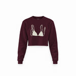 White Bikini Crop Sweatshirt — Bordo — Ön