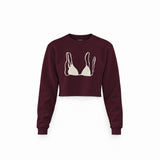 White Bikini Crop Sweatshirt — Bordo — Ön