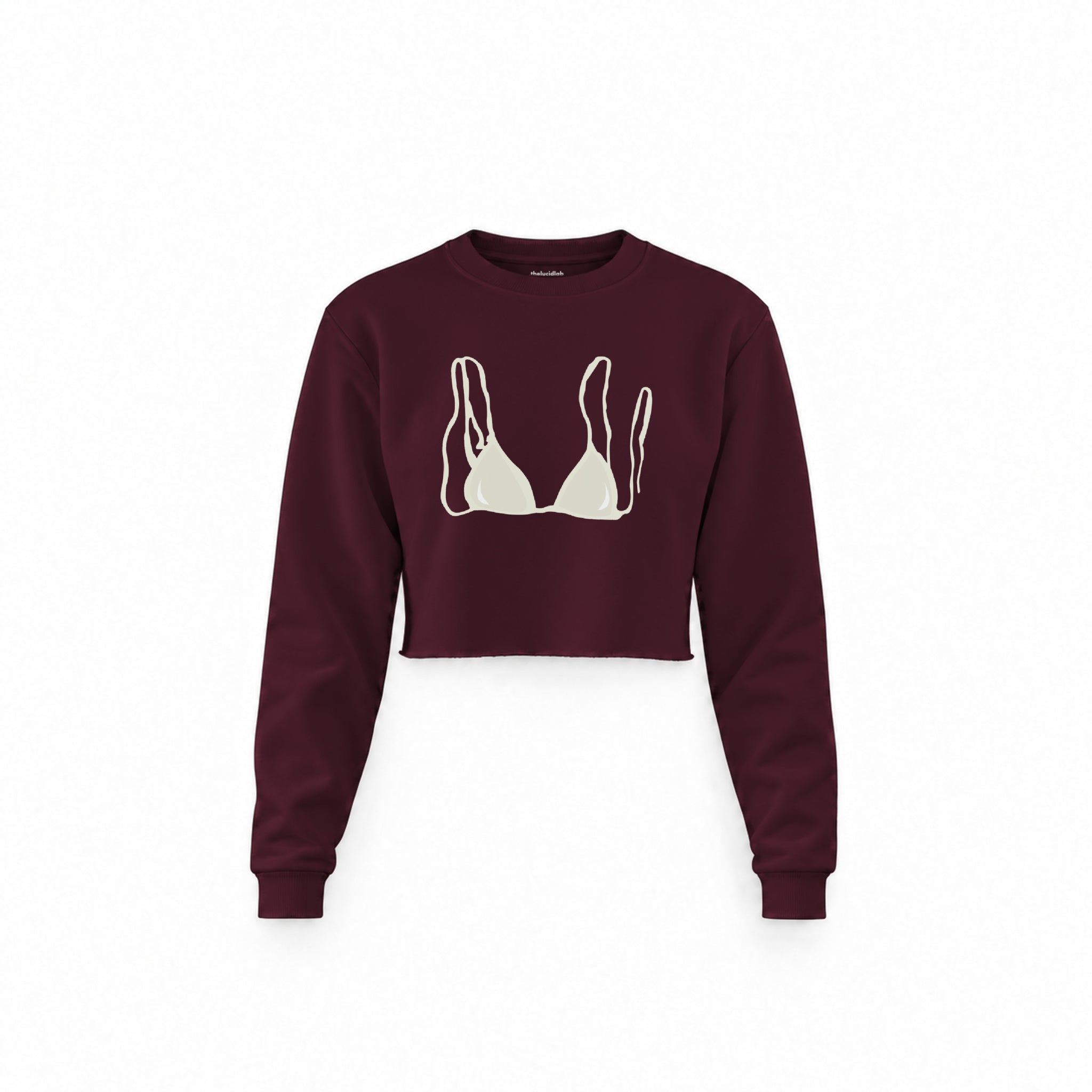 White Bikini Crop Sweatshirt — Bordo — Ön