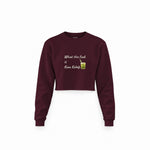 What The Fuck Is Kuzu Kulağı Crop Sweatshirt — Bordo — Ön