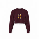 Lets Get Beers Tonight Crop Sweatshirt — Bordo — Görsel 1