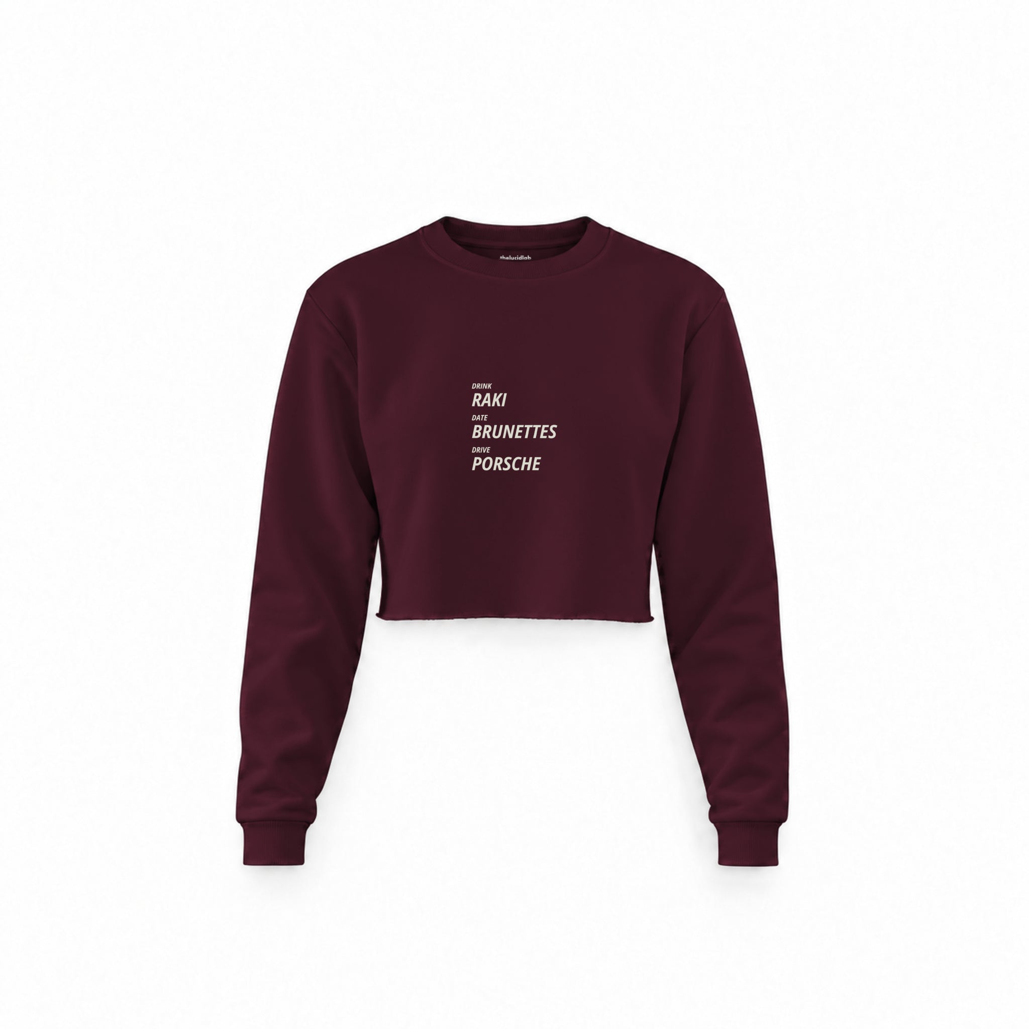 Drink Date Drive Crop Sweatshirt — Bordo — Ön