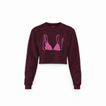 Pink Bikini Crop Sweatshirt — Bordo — Ön