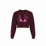 Pink Bikini Crop Sweatshirt — Bordo — Ön