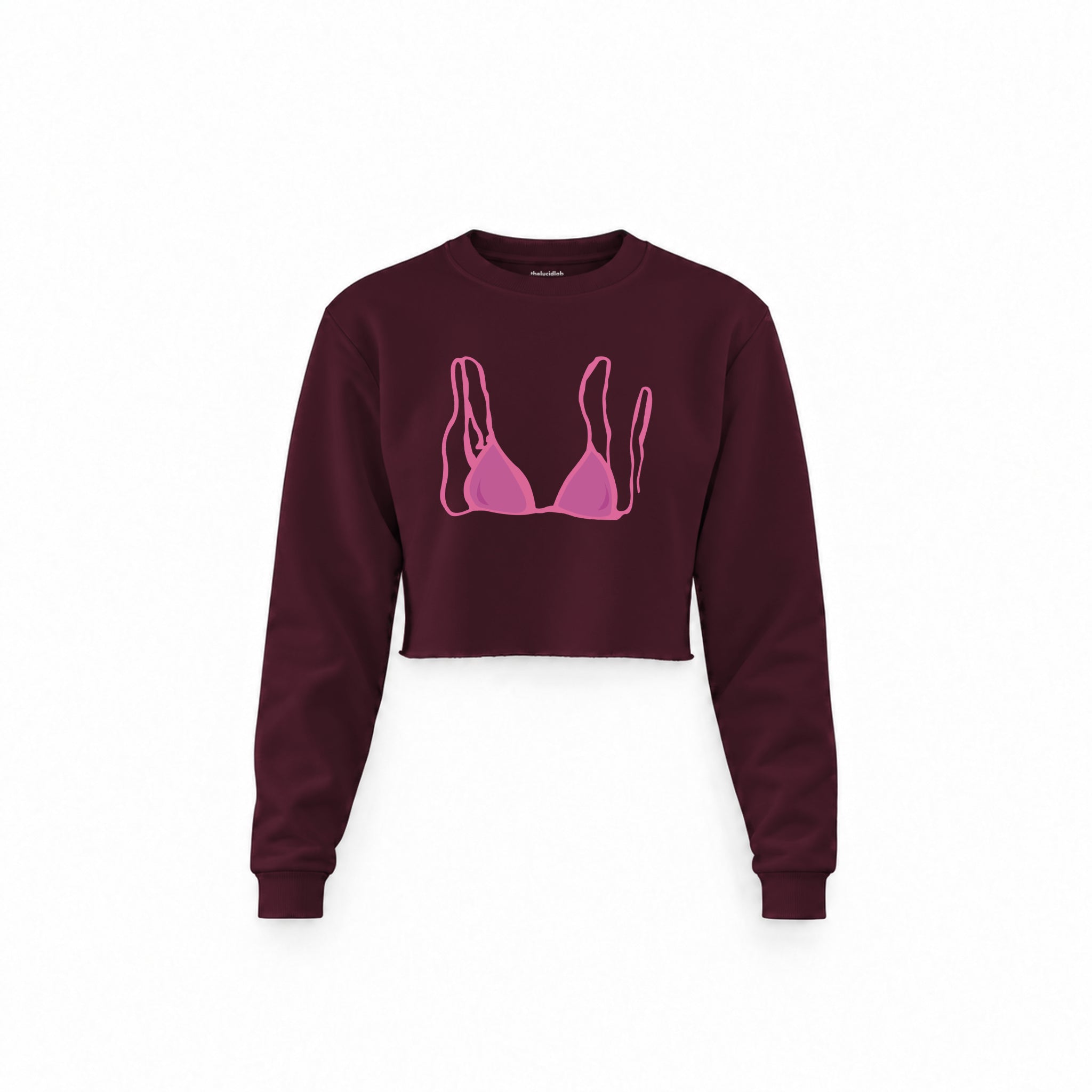 Pink Bikini Crop Sweatshirt — Bordo — Ön