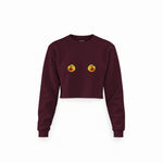 Nipples Crop Sweatshirt — Bordo — Ön