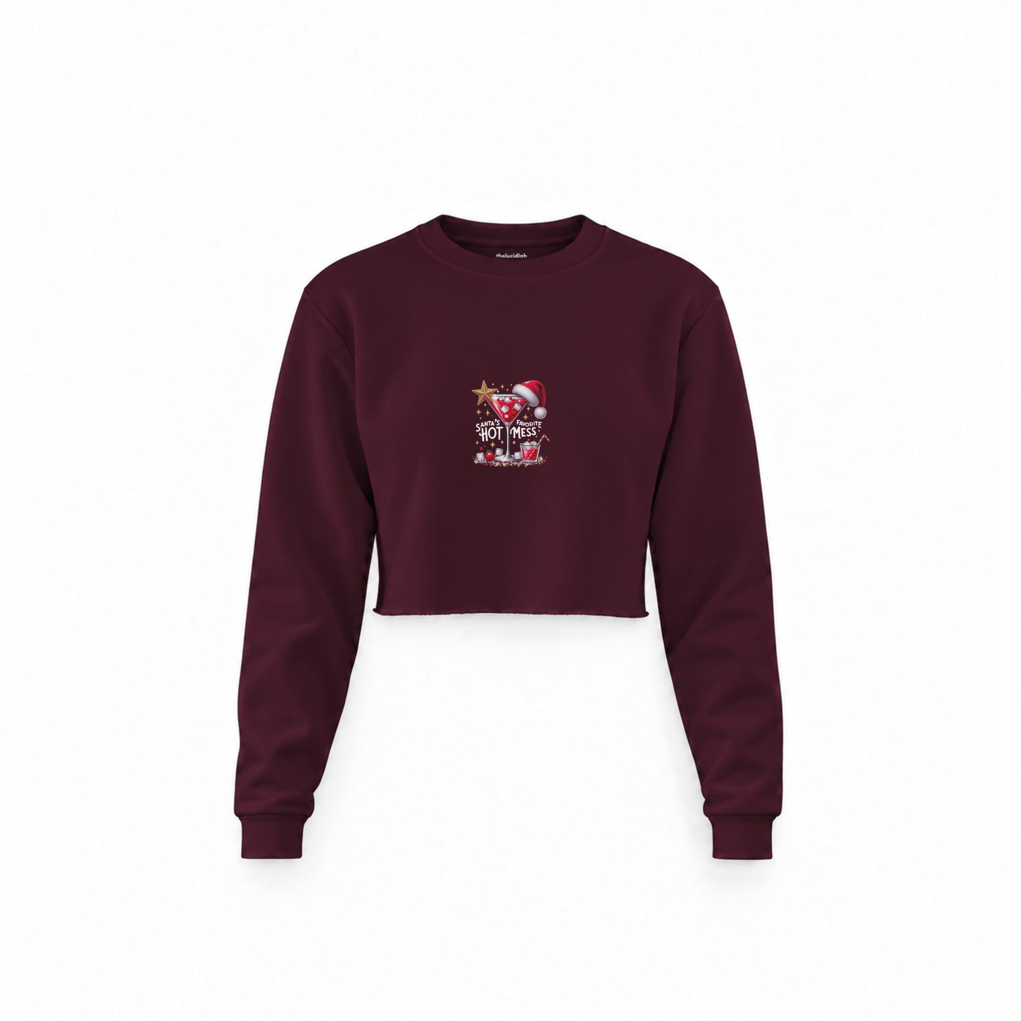 Hot Mess Crop Sweatshirt — Bordo — Ön