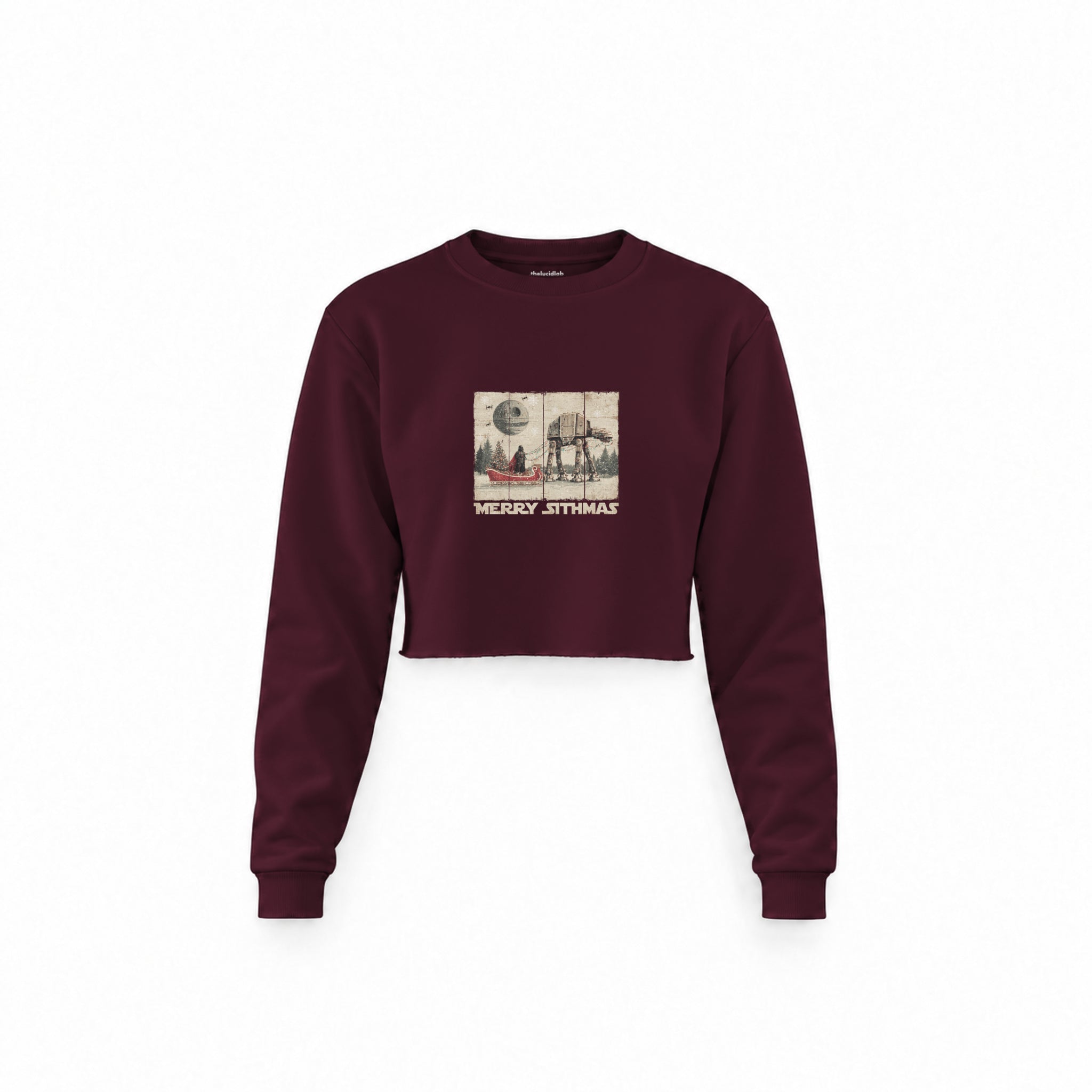 Star Wars Merry Sithmas Vintage Crop Sweatshirt — Bordo — Ön