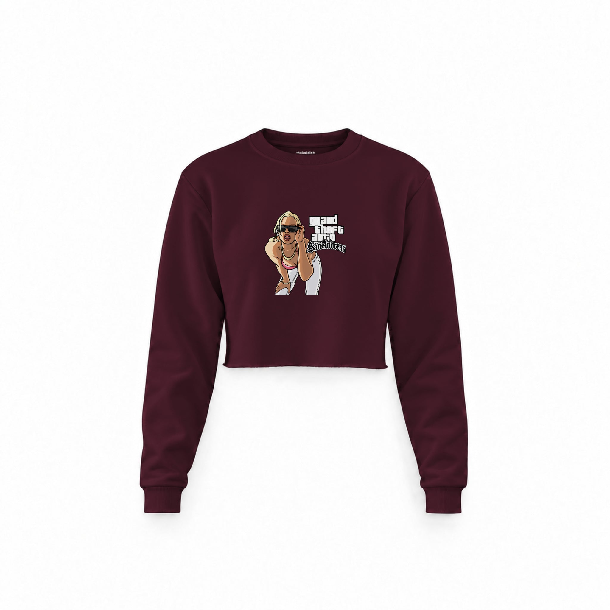 GTA San Andreas Crop Sweatshirt — Bordo — Ön