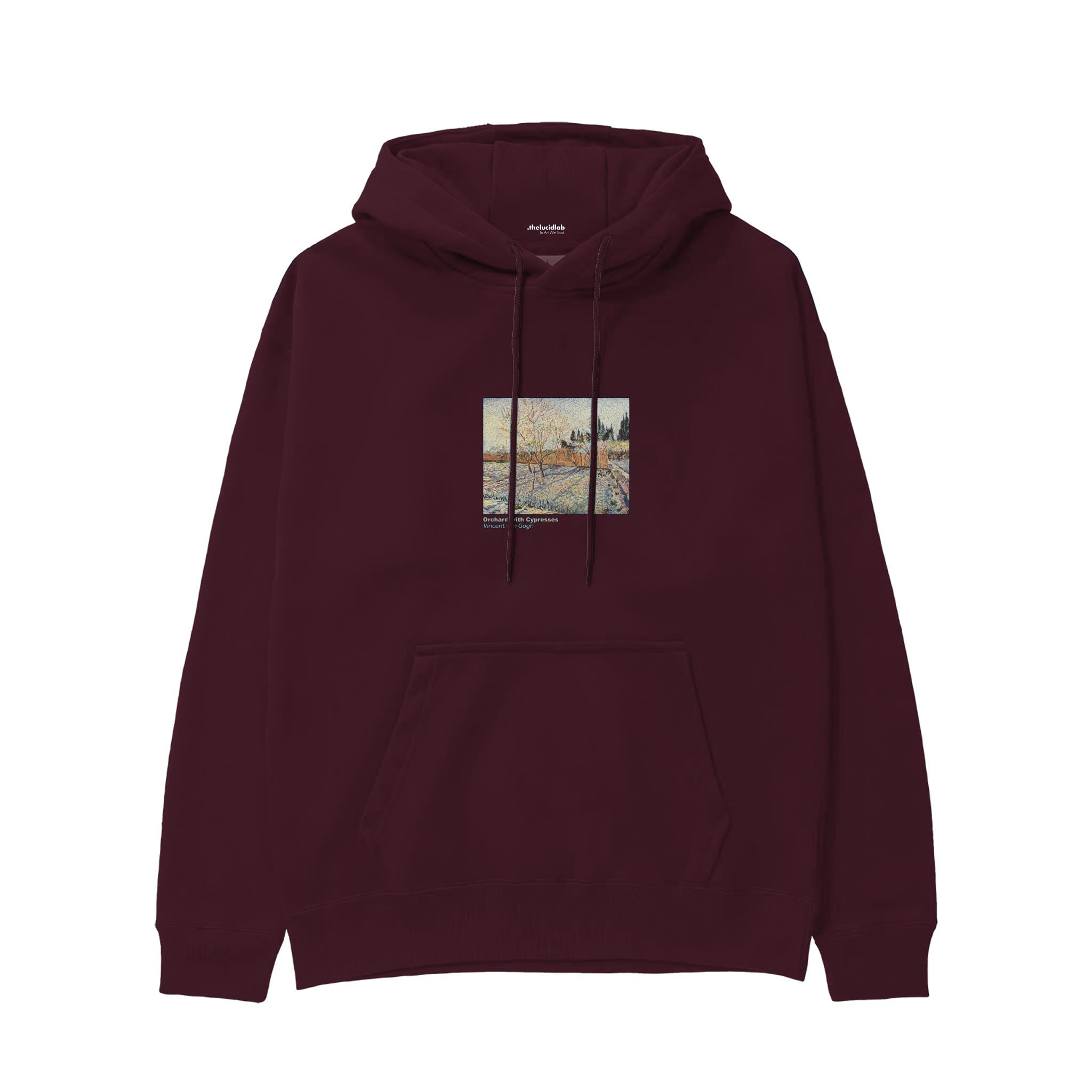 Orchard with Cypresses Hoodie — Bordo — Görsel 1
