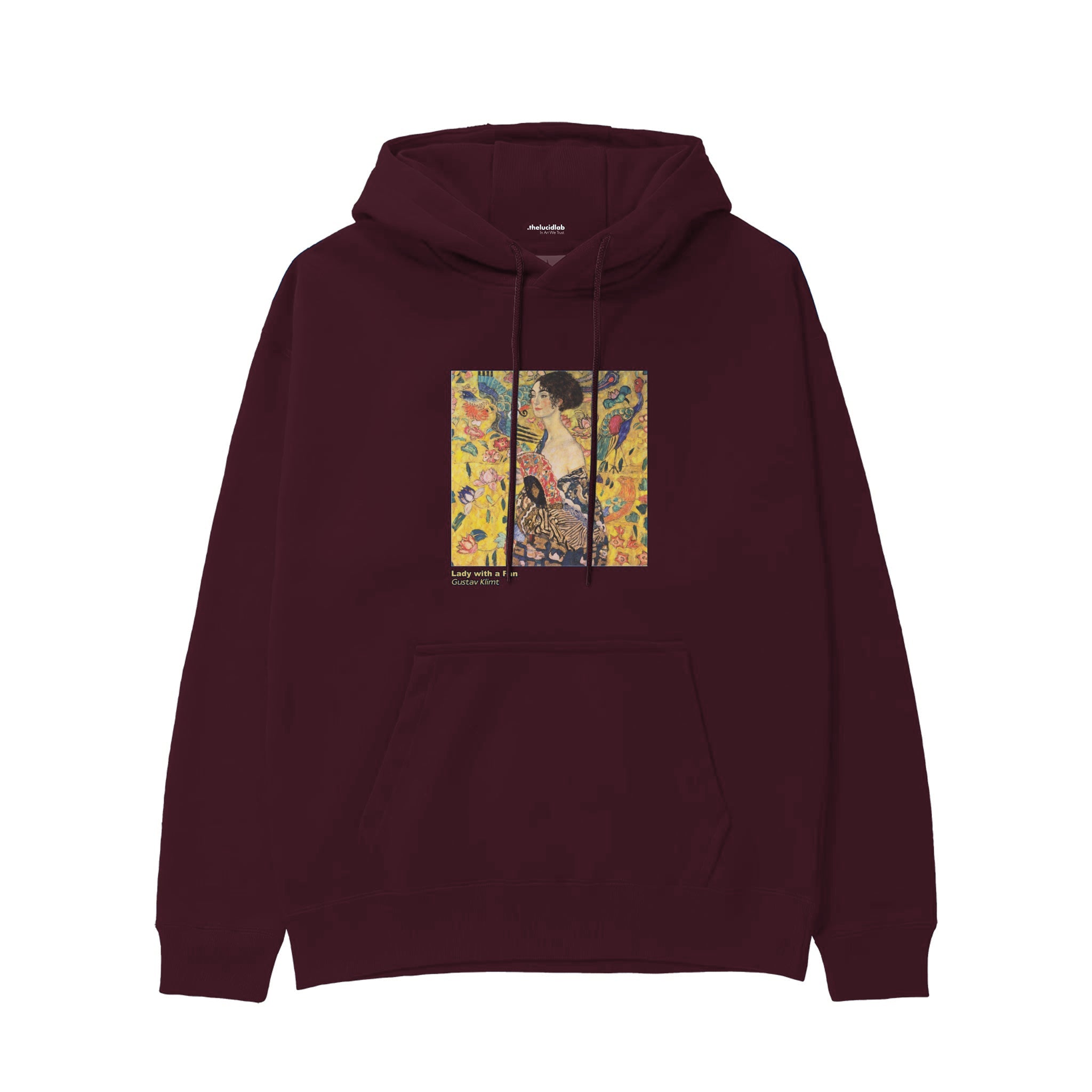 Lady with a Fan Hoodie — Bordo — Görsel 1