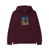 Road with Cypress and Star Hoodie — Bordo — Görsel 1