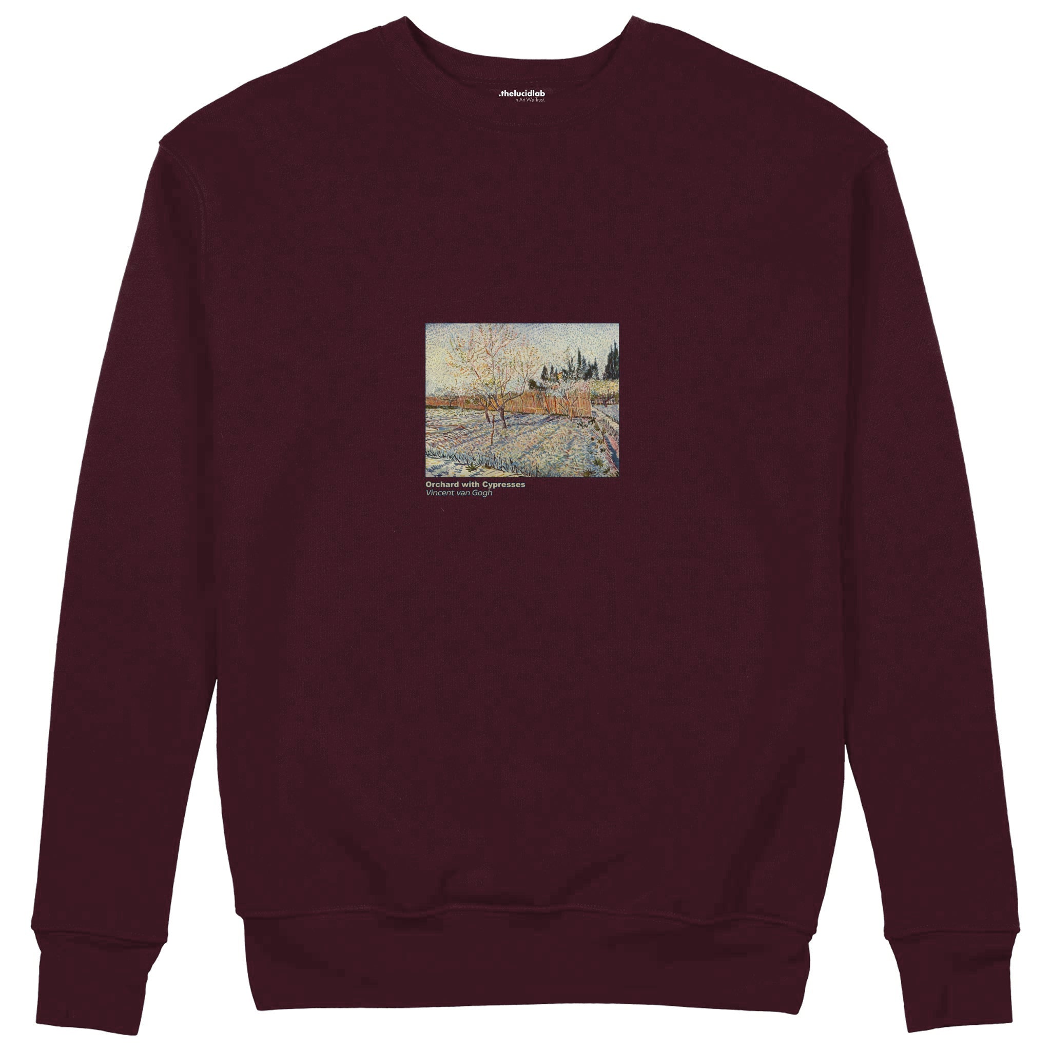 Orchard with Cypresses Sweatshirt — Bordo — Görsel 1