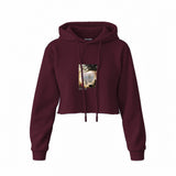 Chalk Cliffs on Rügen Crop Hoodie — Bordo — Görsel 1