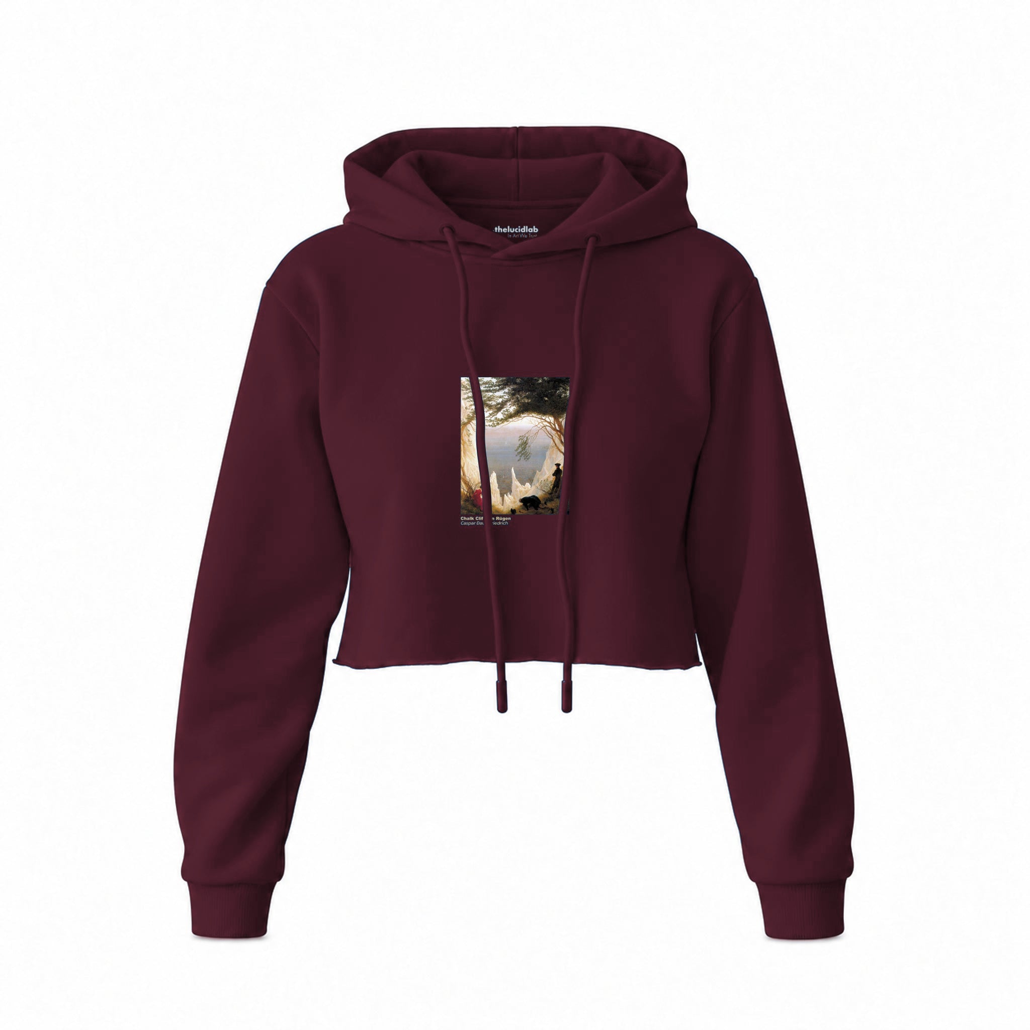 Chalk Cliffs on Rügen Crop Hoodie — Bordo — Görsel 1
