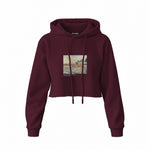 Orchard with Cypresses Crop Hoodie — Bordo — Görsel 1