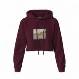 Orchard with Cypresses Crop Hoodie — Bordo — Görsel 1