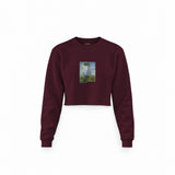 Woman with a Parasol Crop Sweatshirt — Bordo — Görsel 1