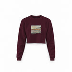 Orchard with Cypresses Crop Sweatshirt — Bordo — Görsel 1