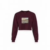 Orchard with Cypresses Crop Sweatshirt — Bordo — Görsel 1