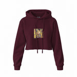 Lady with a Fan Crop Hoodie — Bordo — Görsel 1