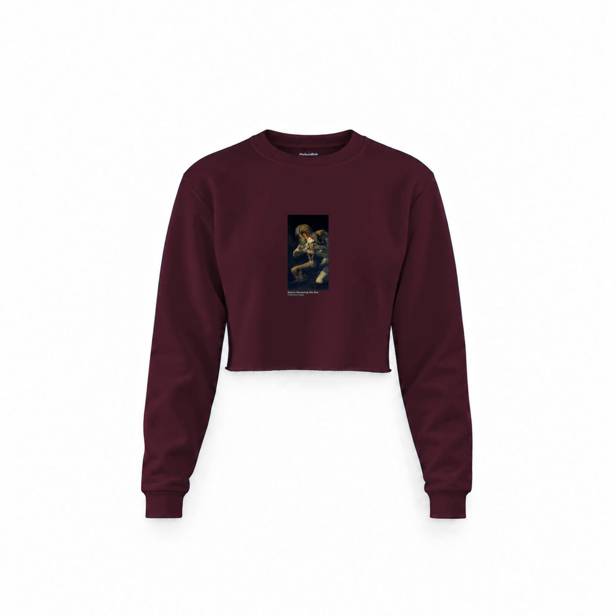 Saturn Devouring His Son Crop Sweatshirt — Bordo — Görsel 1