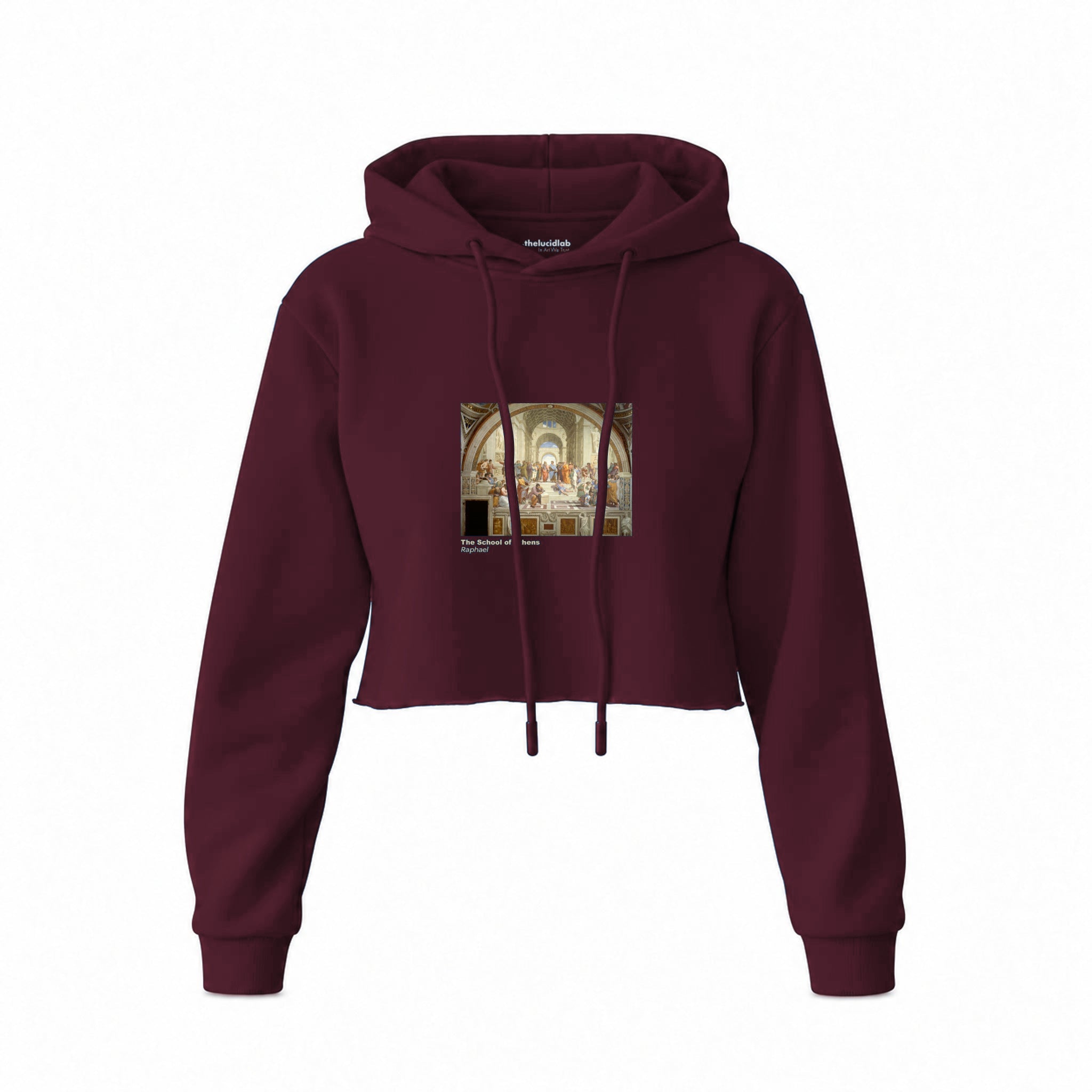 The School of Athens Crop Hoodie — Bordo — Görsel 1