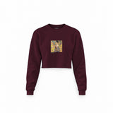 Lady with a Fan Crop Sweatshirt — Bordo — Görsel 1