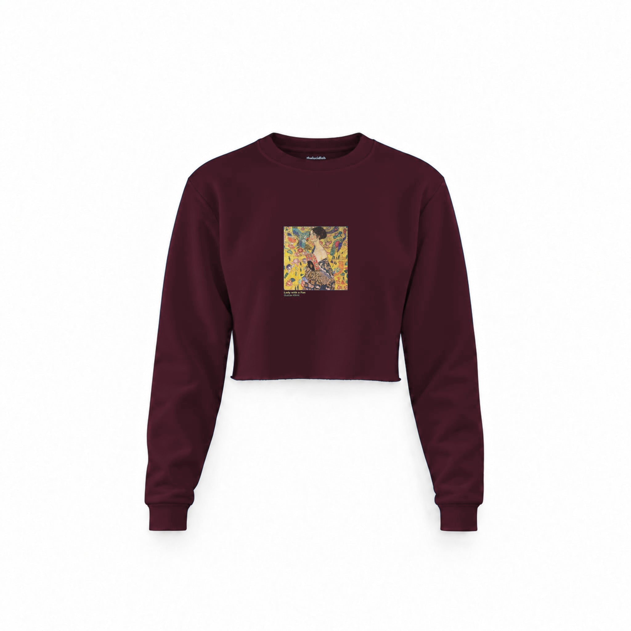 Lady with a Fan Crop Sweatshirt — Bordo — Görsel 1