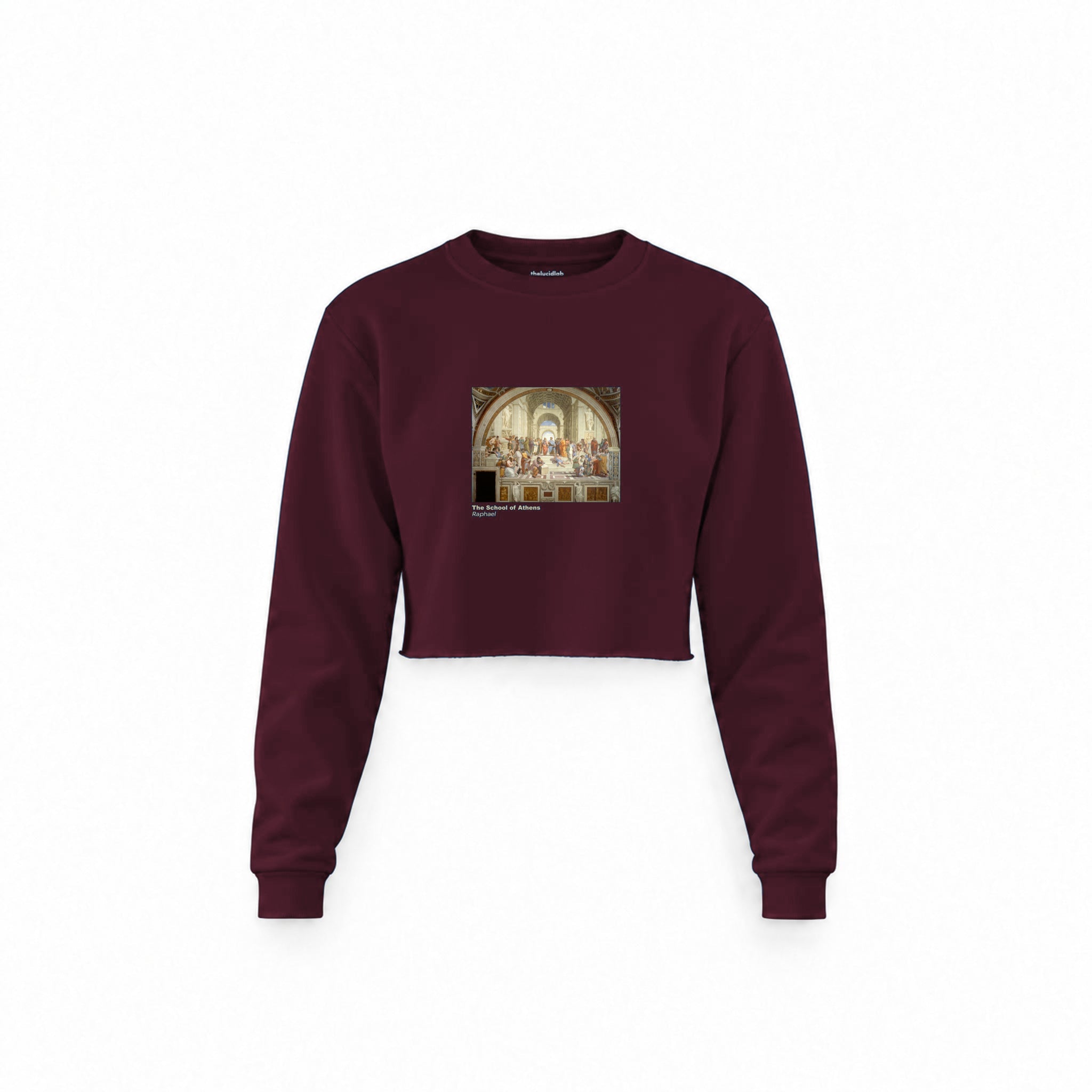 The School of Athens Crop Sweatshirt — Bordo — Görsel 1