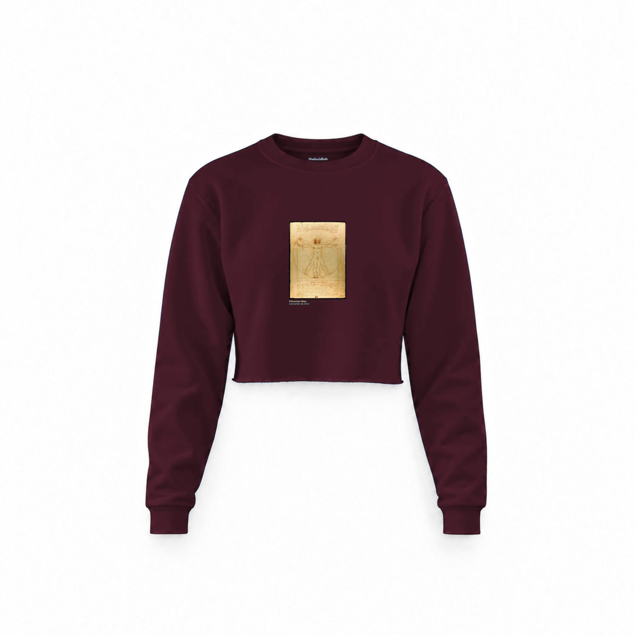 Vitruvian Man Crop Sweatshirt — Bordo — Görsel 1