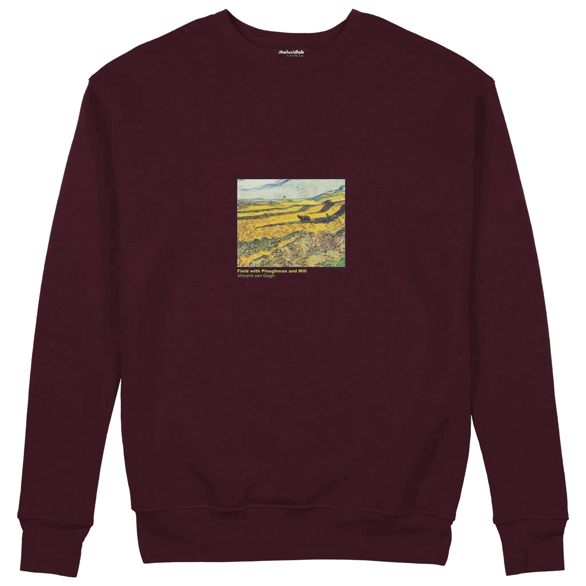 Field with Ploughman and Mill Sweatshirt — Bordo — Görsel 1