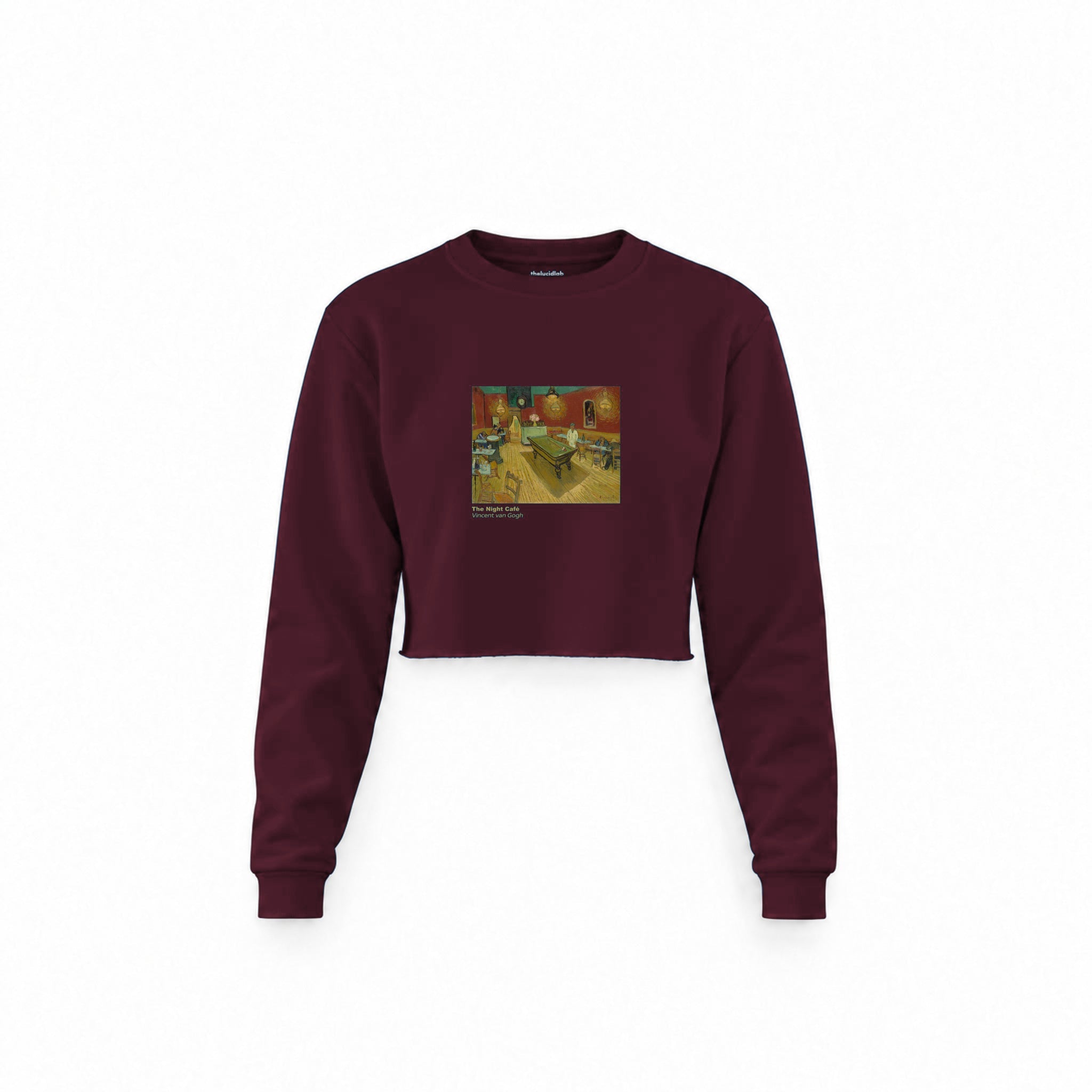 The Night Café Crop Sweatshirt — Bordo — Görsel 1