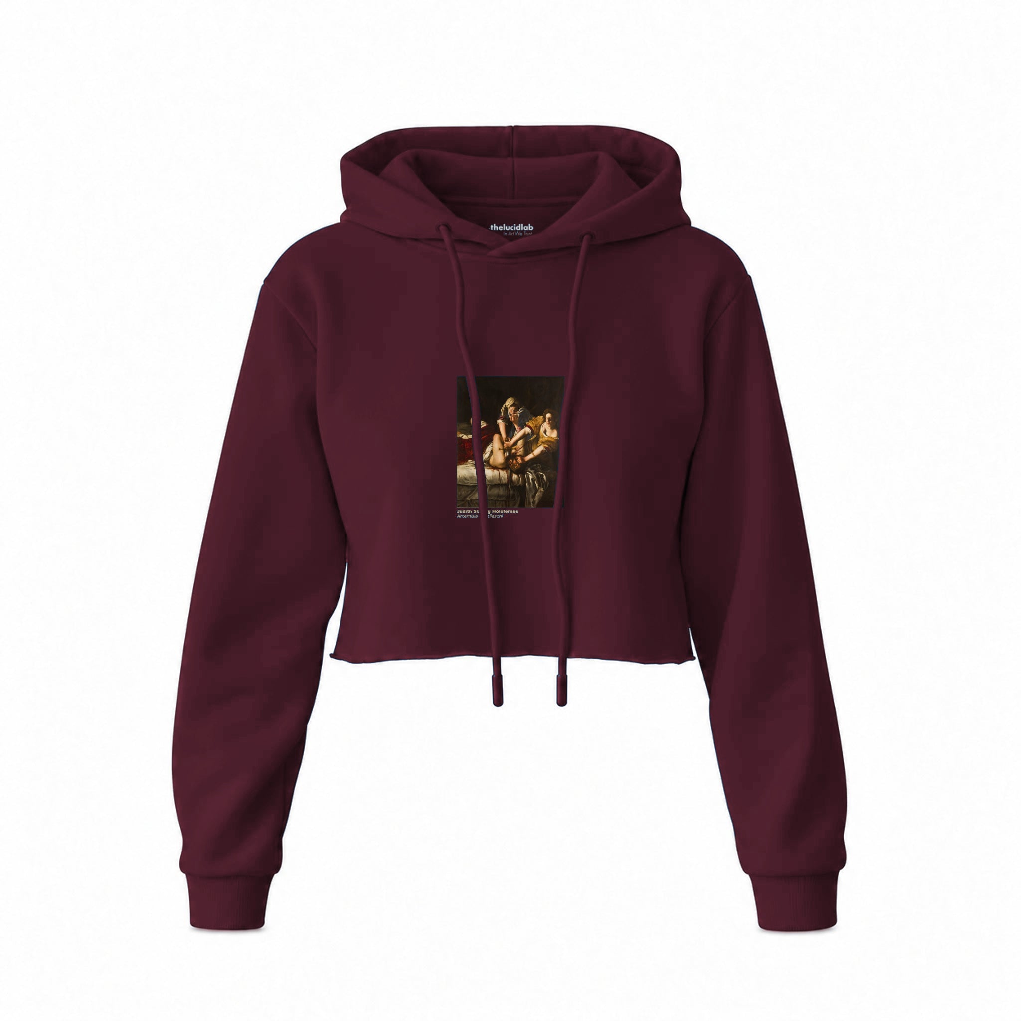 Judith Slaying Holofernes Crop Hoodie — Bordo — Görsel 1