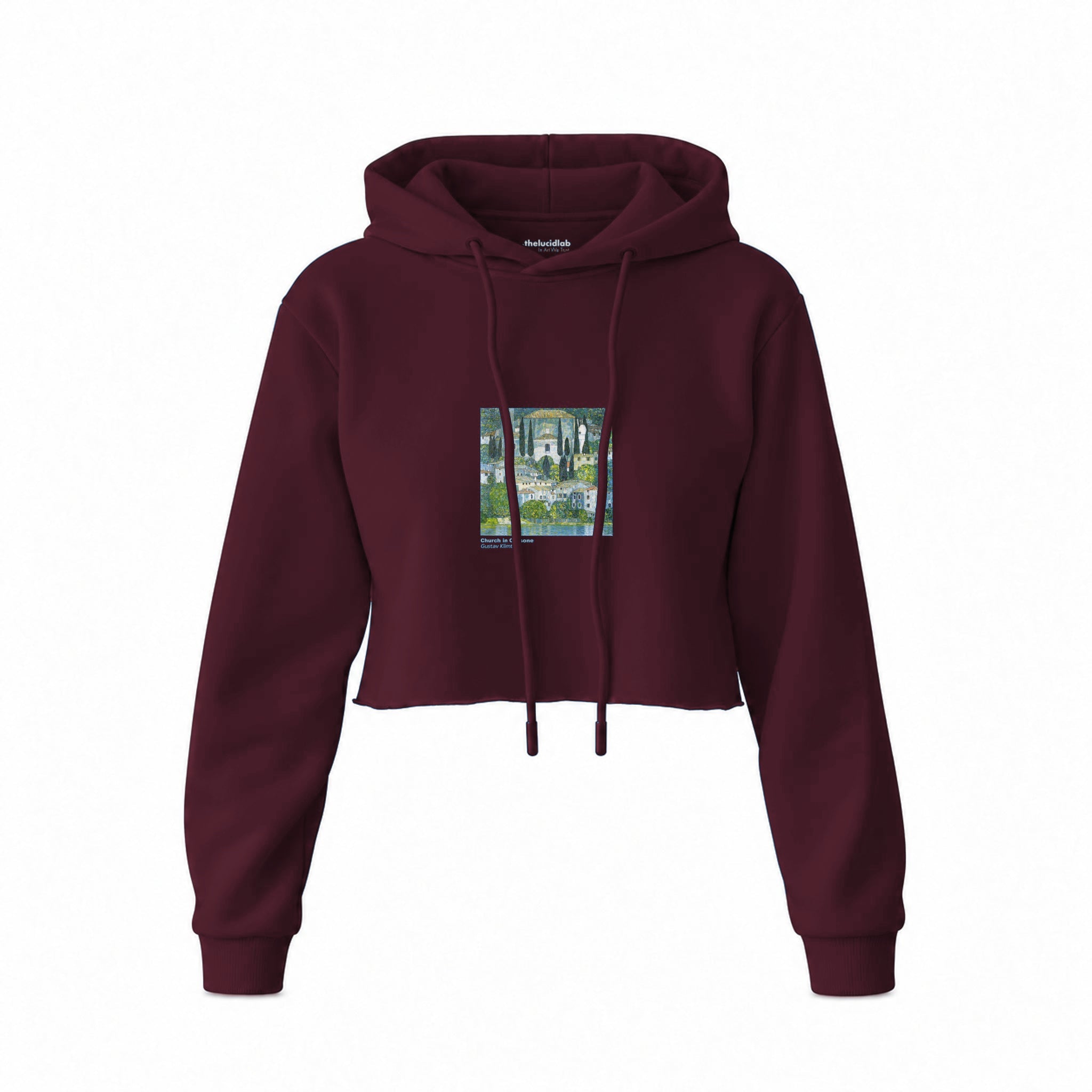 Church in Cassone Crop Hoodie — Bordo — Görsel 1