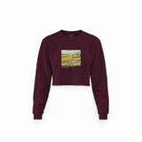 Field with Ploughman and Mill Crop Sweatshirt — Bordo — Görsel 1