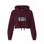 Wheatfield under Thunderclouds Crop Hoodie — Bordo — Görsel 1