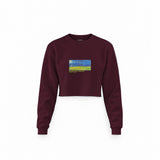 Wheatfield under Thunderclouds Crop Sweatshirt — Bordo — Görsel 1