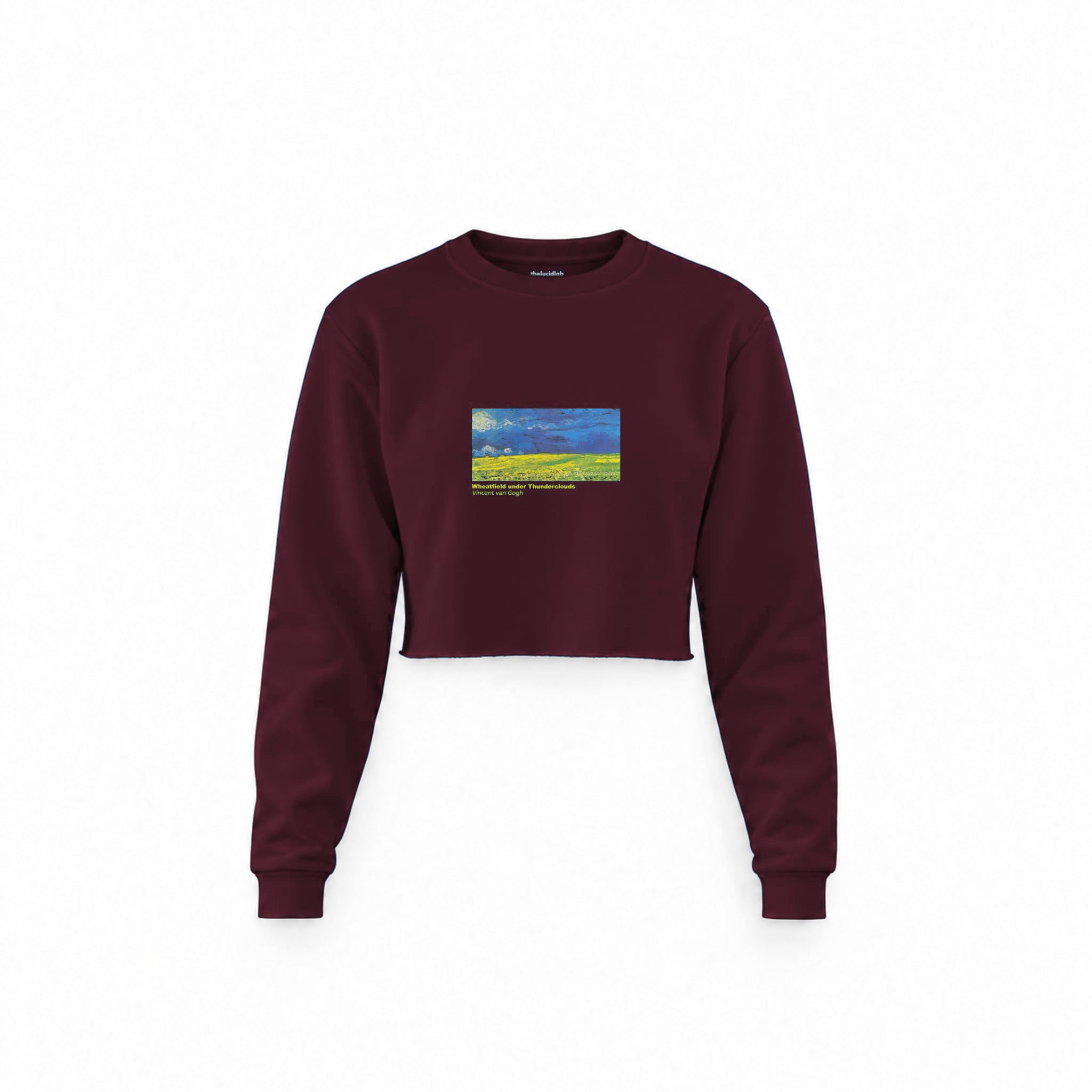 Wheatfield under Thunderclouds Crop Sweatshirt — Bordo — Görsel 1