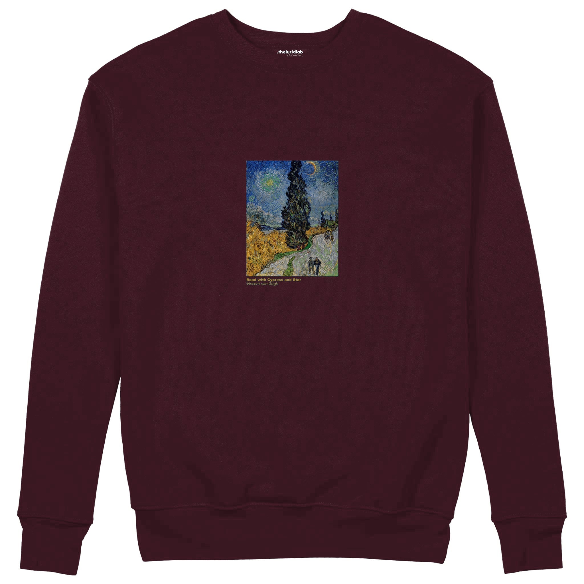 Road with Cypress and Star Sweatshirt — Bordo — Görsel 1